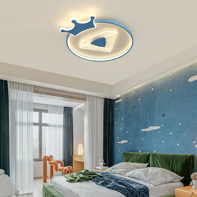 Childlike Cartoon Crown Diamond Design LED Flush Mount Light