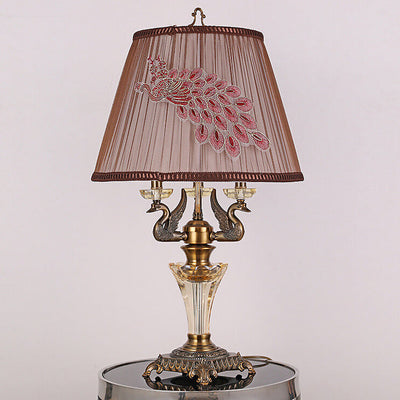 European Luxury Handmade Fabric Crystal Candle Holder 3/4 Light Table Lamp