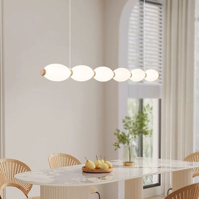 Traditional Japanese Pearl Chain Magic Bean PE Shade LED Island Light Chandelier For Dining Room
