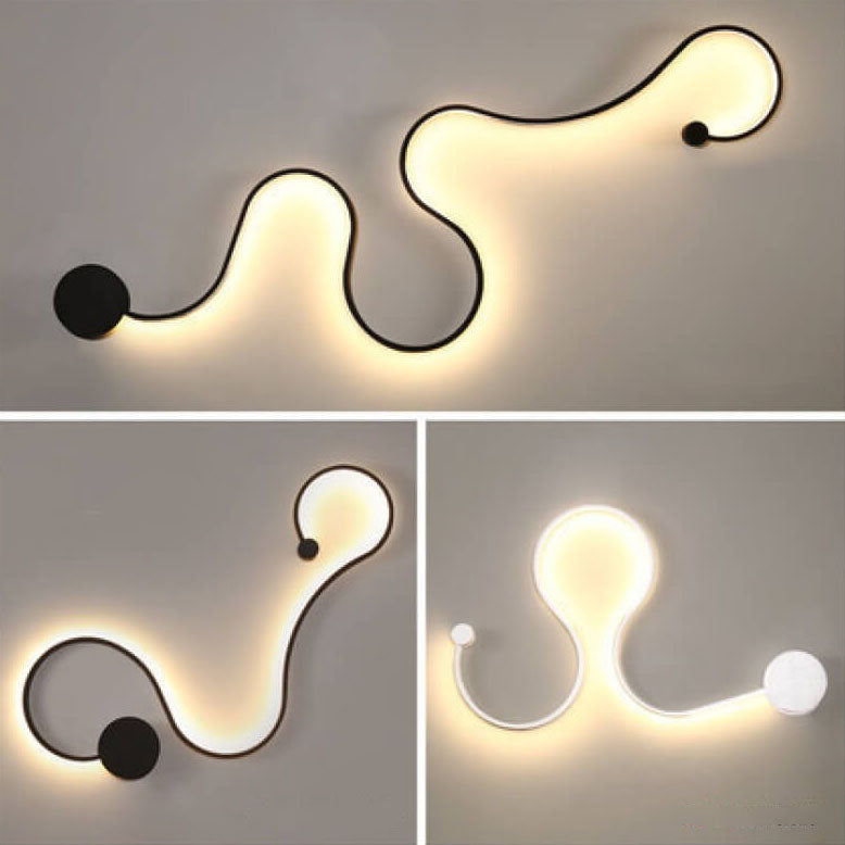 Moderne lange Aluminium-Schlangenform 1-Licht gebogene LED-Wandleuchte 