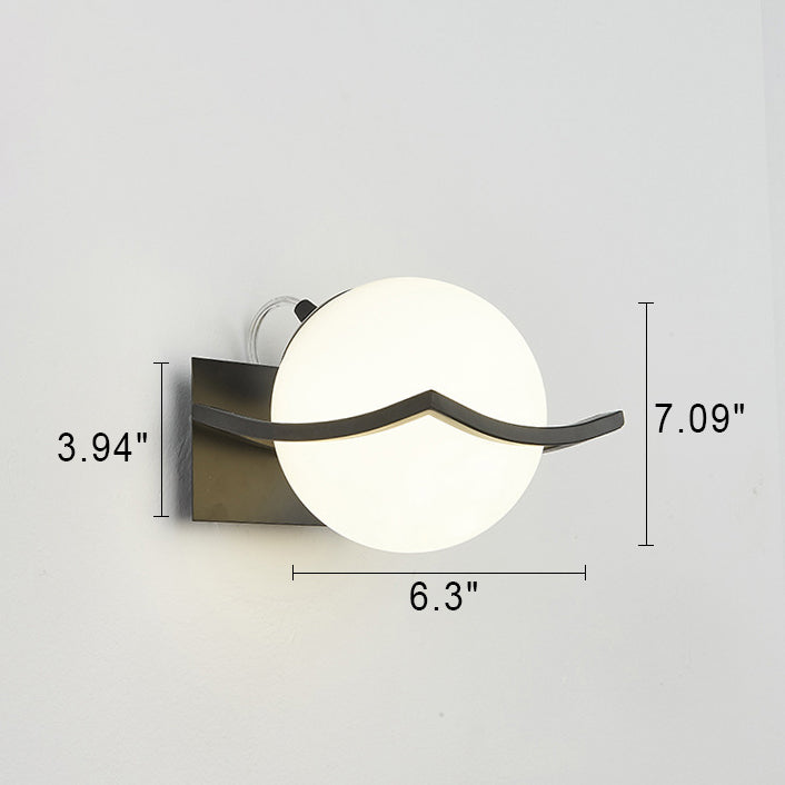 Modern Minimalist Glass Orb Iron Frame 1-Light Wall Sconce Lamp