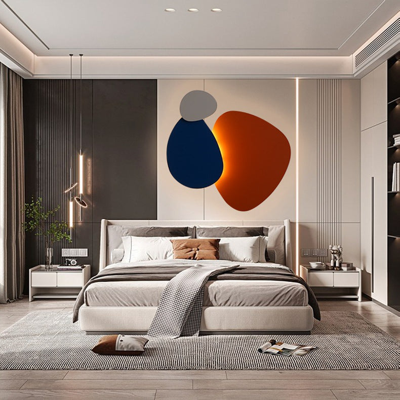 Contemporary Scandinavian Geometric Iron Round Plate Combination LED Wall Sconce Lamp For Bedroom