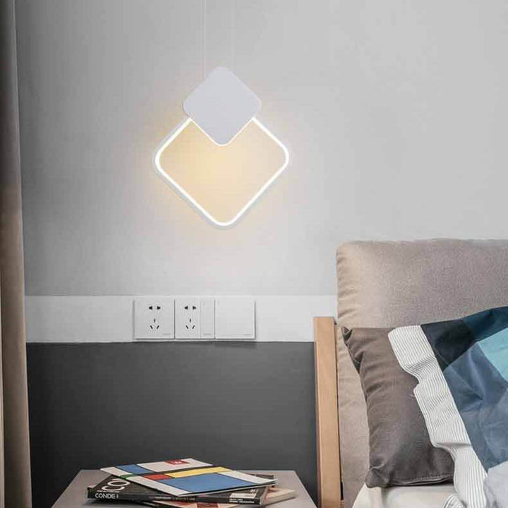 Modern Minimalist Iron Silicone Geometric Round Frame LED Pendant Light for Bedroom