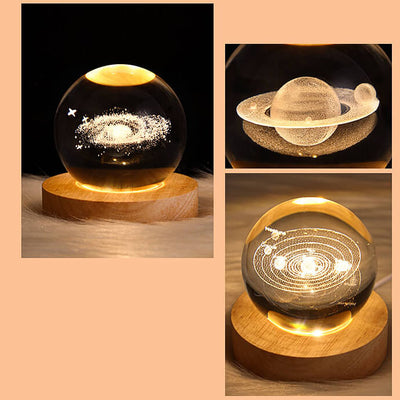 Creative Decorative Star System Crystal Ball USB LED Night Light Table Lamp