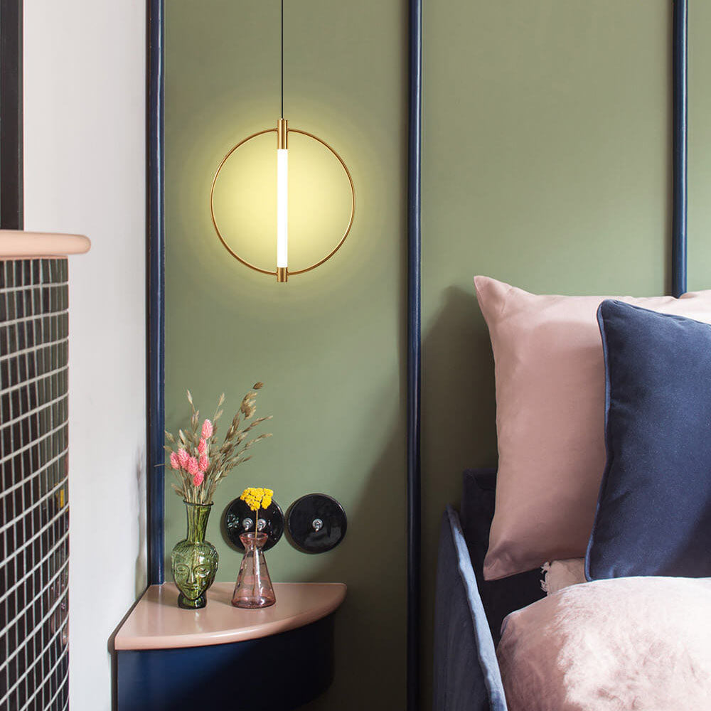 Pendentif LED acrylique en fer forgé avec anneau moderne nordique 