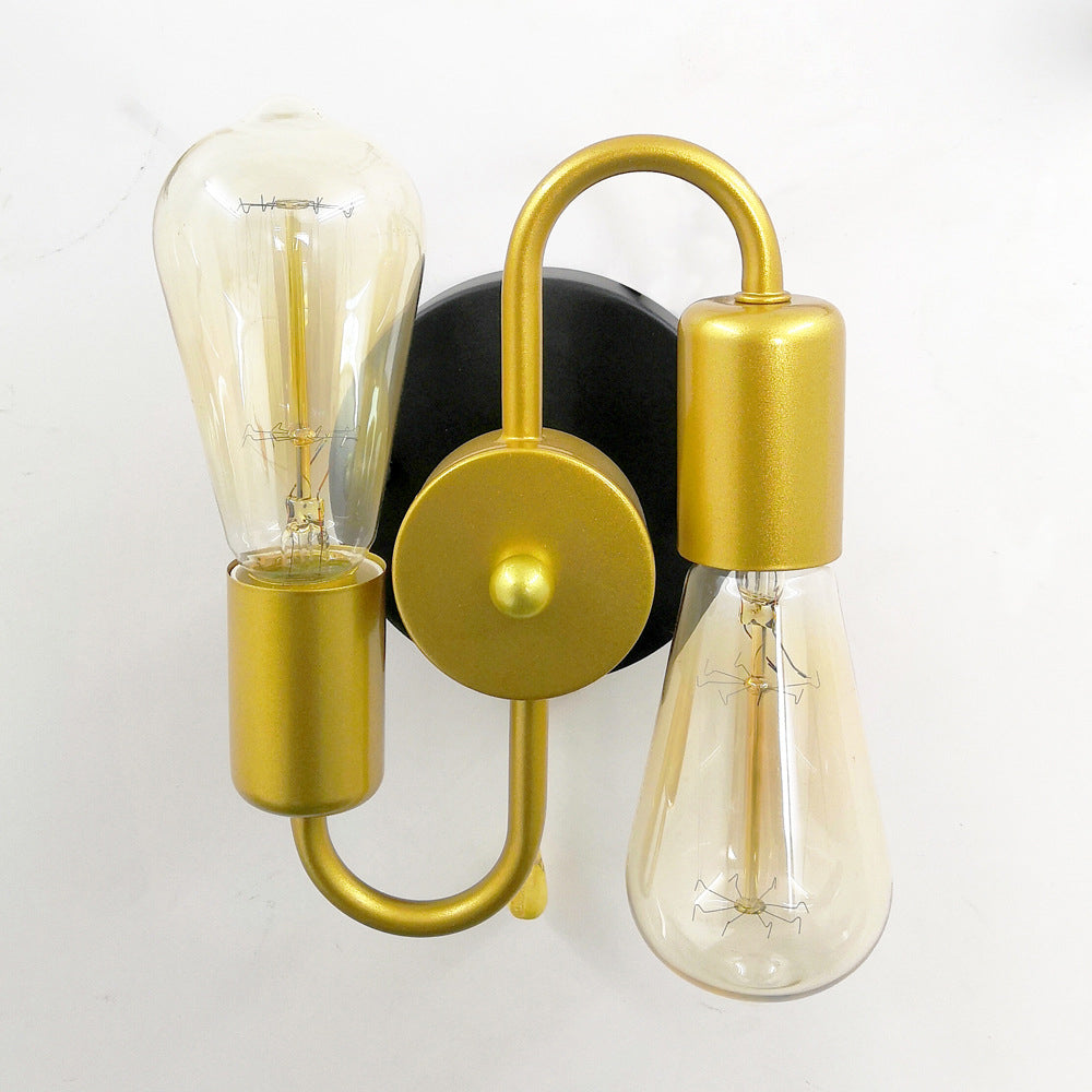 Lámpara de Aplique de Pared de 2 Luces Simétrica Creativa de Hierro Industrial Contemporáneo 