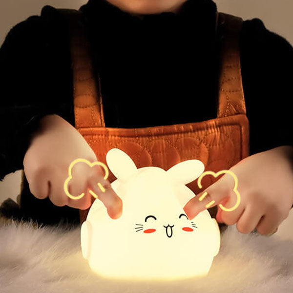 Lámpara de mesa con luz LED USB de silicona con forma de ciervo y conejo creativo 
