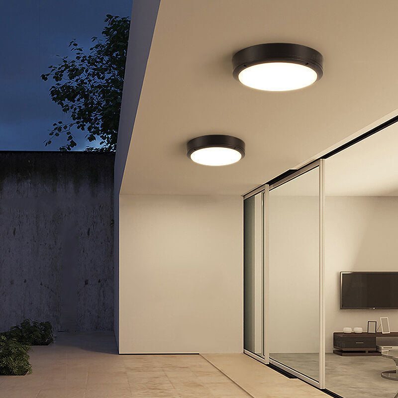 Moderne minimalistische runde LED-Deckenleuchte aus Aluminium und PC, wasserdicht, für den Außenbereich und die Terrasse 