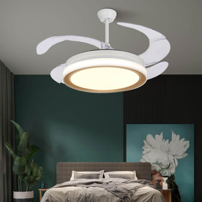 Nordic Invisible Fan Round Design LED  Downrods Ceiling Fan Light