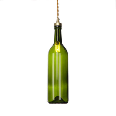 Industrial Vintage Wine Bottle Glass Copper 1-Light Pendant Light
