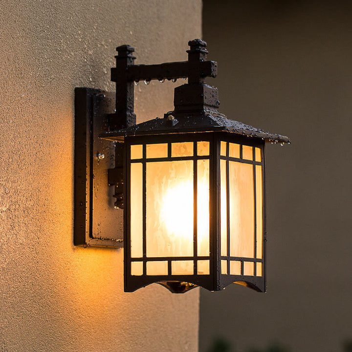 Lampe murale 1 lumière en forme de pavillon chinois en aluminium solaire étanche moderne 