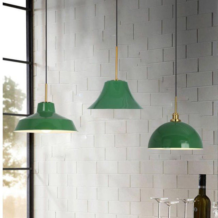 Industrial Vintage Green Iron Dome Cone 1-Light Pendant Light