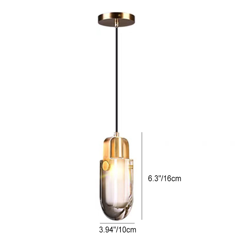 Moderne unbedeutende halbrunde LED-Pendelleuchte aus Kupferkristall für Schlafzimmer 