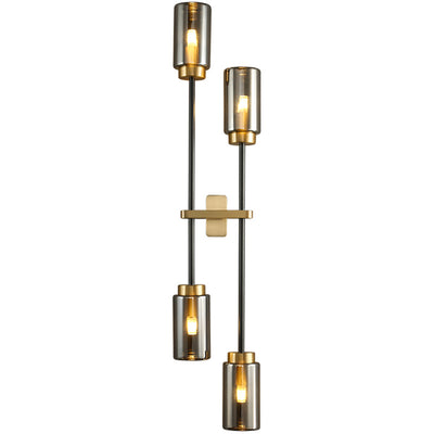 Modern Luxury Brass Glass Cylinder Jar 2/4 Light Wall Sconce Lamp