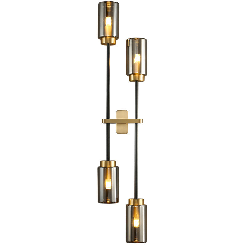 Moderne Luxus Messing Glas Zylinder Glas 2/4 Licht Wandleuchte Lampe