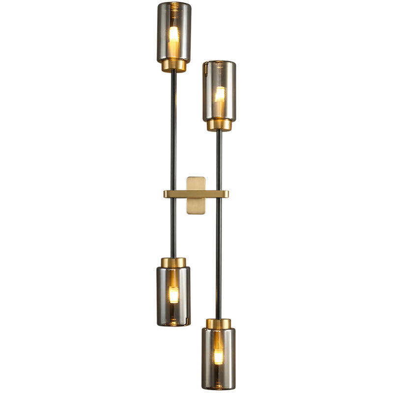 Modern Luxury Brass Glass Cylinder Jar 2/4 Light Wall Sconce Lamp