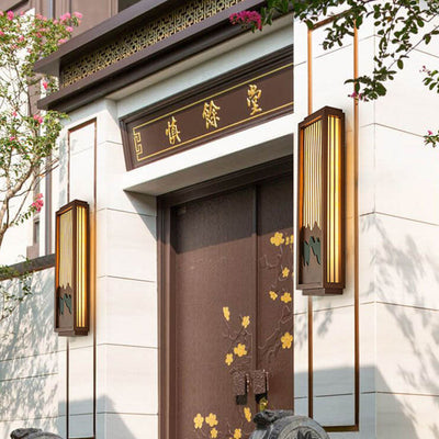 Moderne chinesische rechteckige Kunstmarmor-Edelstahl-wasserdichte 1-Licht-Wandleuchte für den Außenbereich 
