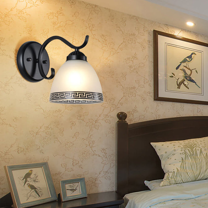 Contemporary Retro Rustic Iron Glass 1-Light Wall Sconce Lamp