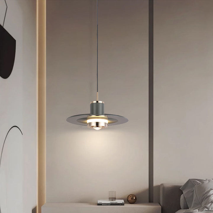 Moderne minimalistische Zylinder fliegende Untertasse Hardware LED Pendelleuchte für Wohnzimmer 