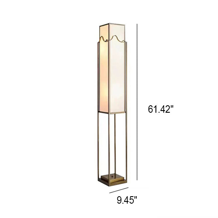 Moderne Zen-Stoff-Stehlampe mit quadratischer Säule und 3 Leuchten 