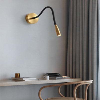 Simple Hose Spotlight Brass LED Reading Wall Sconce Lamp