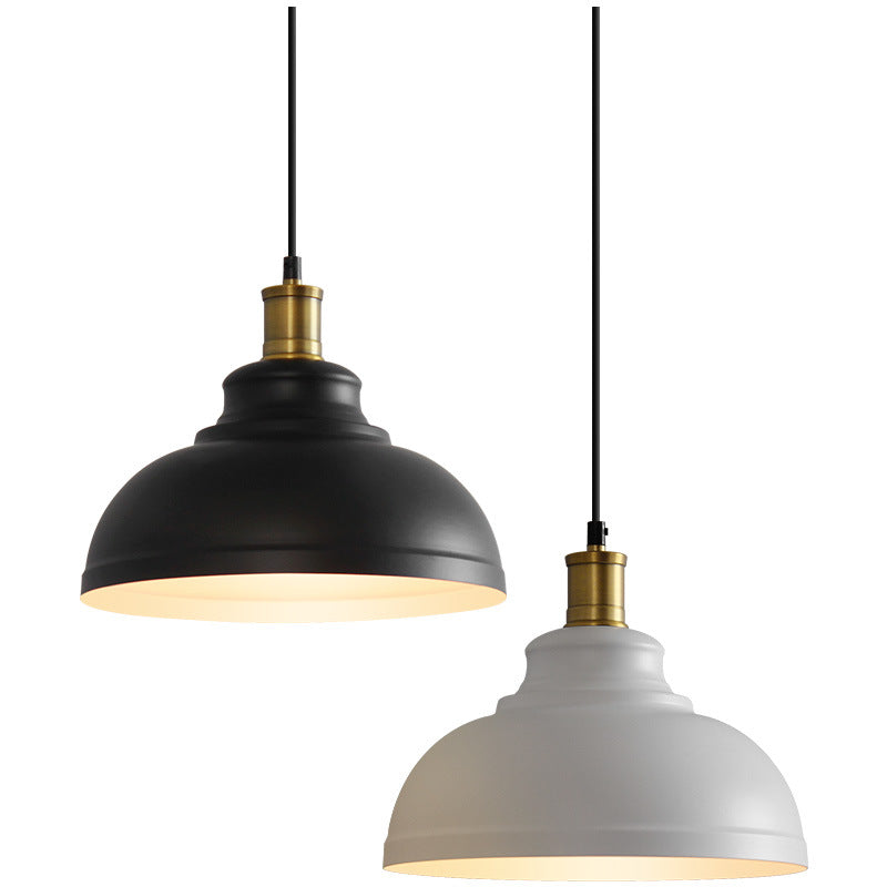 Lustre Suspendu à 1 Lumière avec Abat-jour Rond en Fer de Style Industriel 