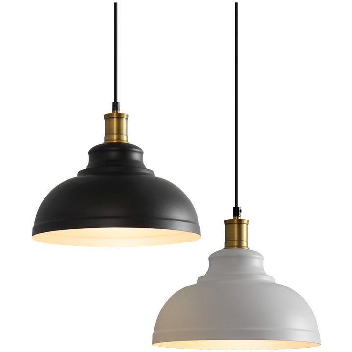 Lustre Suspendu à 1 Lumière avec Abat-jour Rond en Fer de Style Industriel 