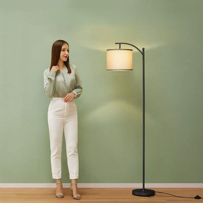 Modern Minimalist Linen Fabric Column 1- Light Standing Floor Lamp