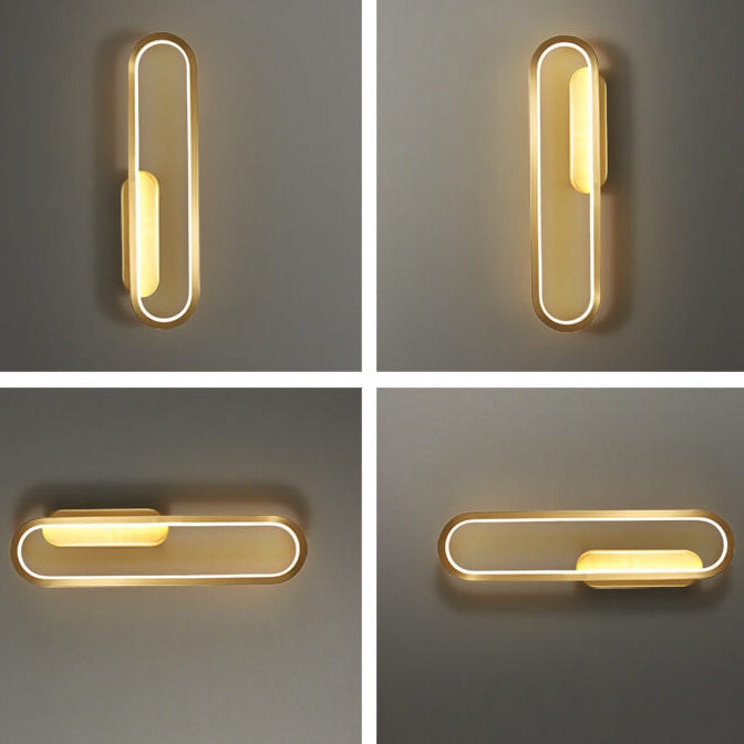مصباح حائط LED بتصميم بيضاوي بسيط من النحاس الصناعي 