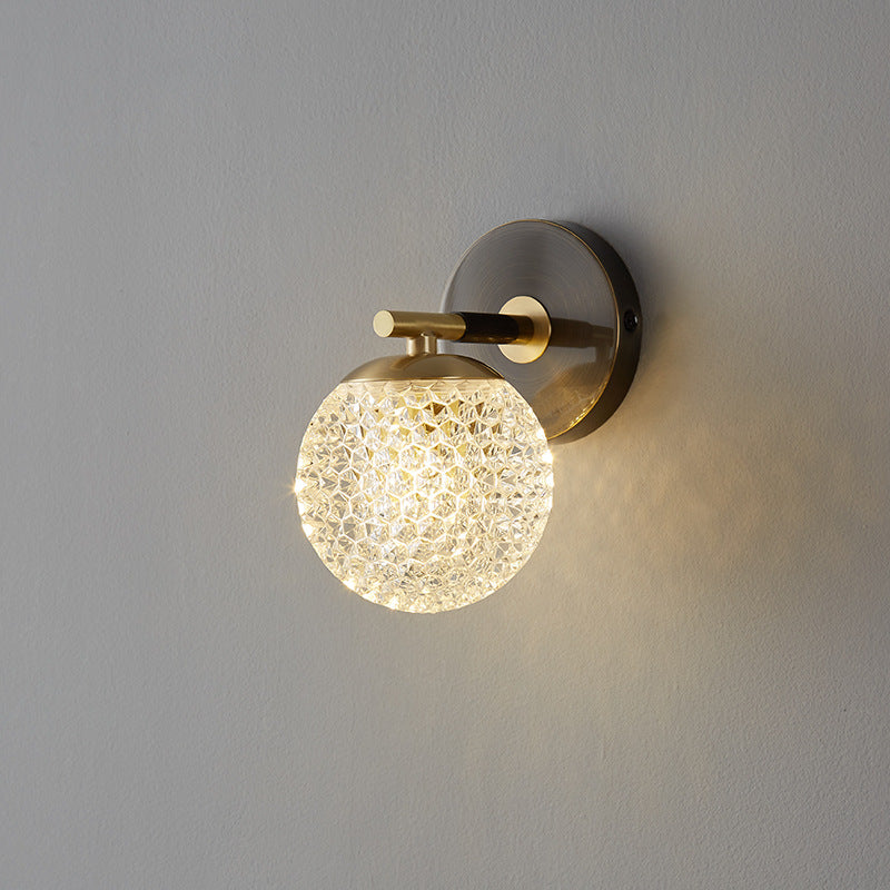 Lampe murale en laiton avec boule ronde nordique de luxe léger à 1 lumière 