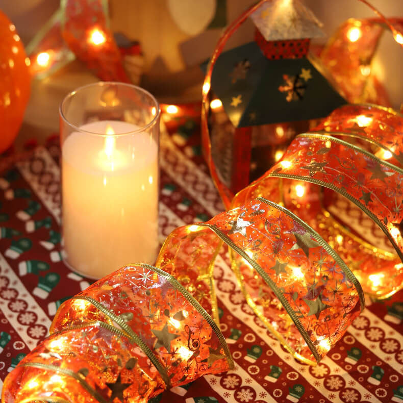 Lumières LED de Noël en fil de cuivre Rubans lumineux Nœud papillon Rubans lumineux Guirlande Accessoires Lumières décoratives 