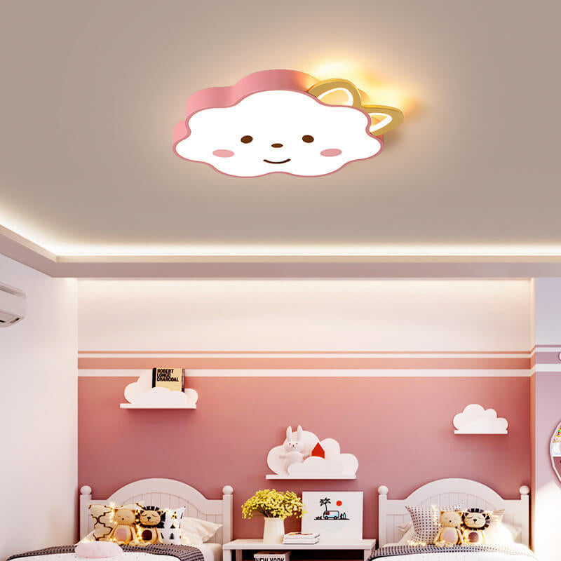 Cartoon Creative Clouds Cat Ears LED Flush Mount Ceiling Light