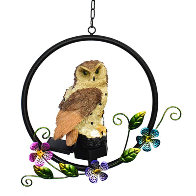 European Rustic Owl Solar Waterproof Outdoor Garden Pendant Light