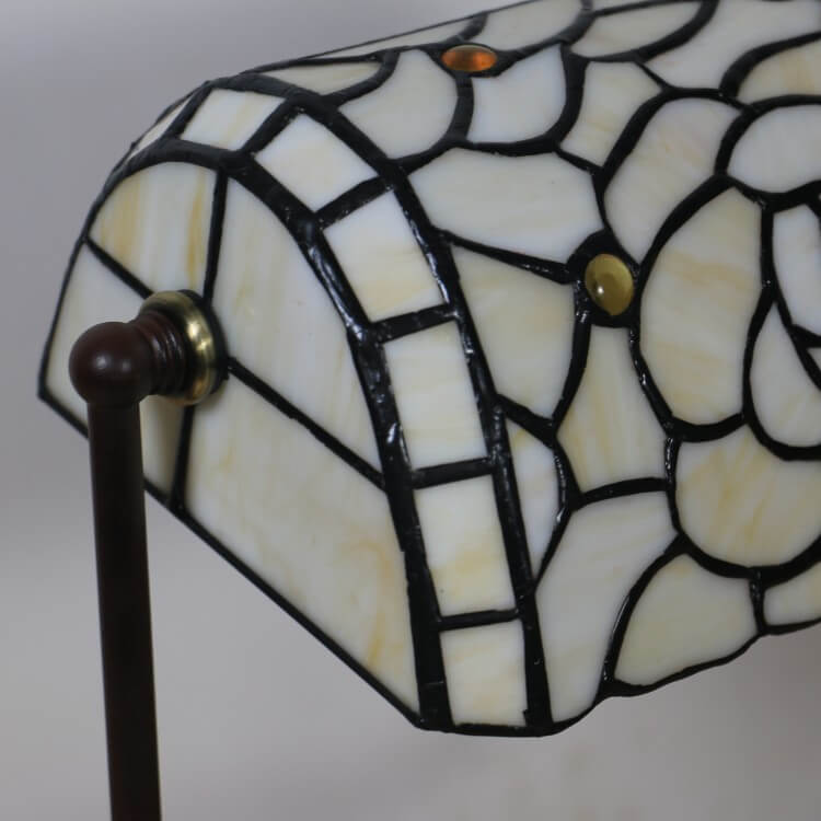 Traditional Tiffany Floral Butterfly Stained Glass 1-Light Bank Zipper Table Lamp for Bedroom