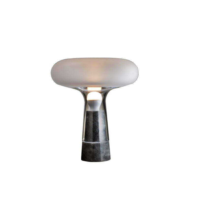 Modern Simplicity Round Glass Shade Marble Base 1-Light Table Lamp For Study