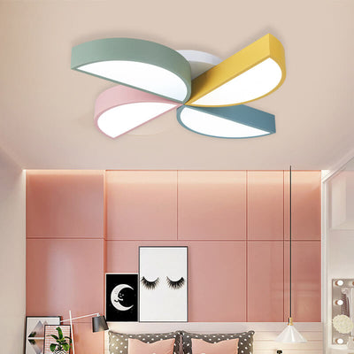 Modern Children's Half-Circle Windmill Iron Acrylic Eye Protection Flush Mount Ceiling Light