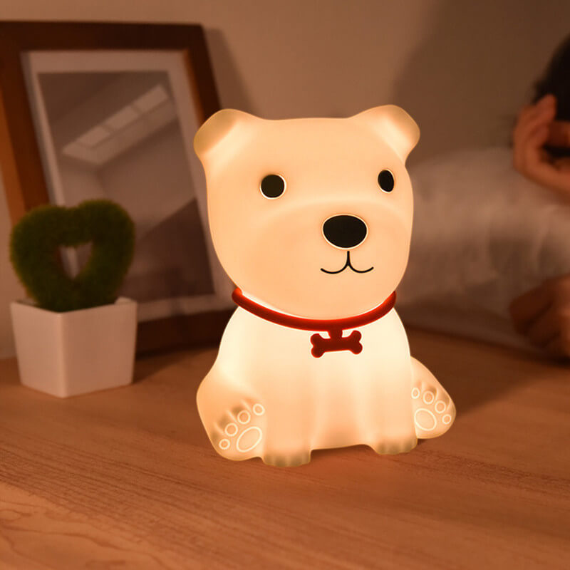 Lámpara de Mesa LED Luz Nocturna USB de Silicona Creativa de Cachorro Adorable 