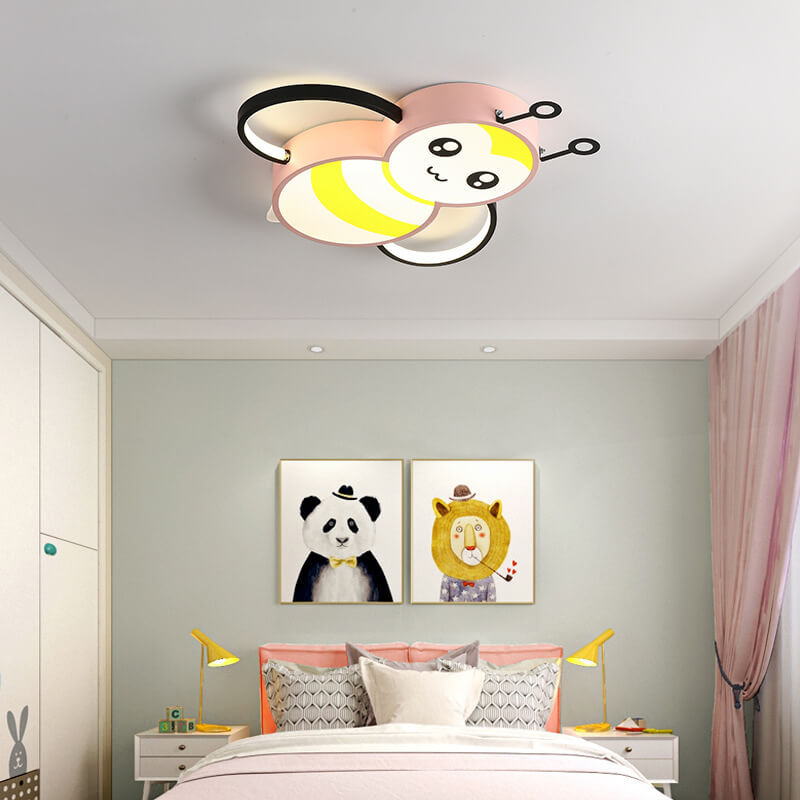 Cartoon Creative Bees Acrylic Iron LED Flush Mount Ceiling Light