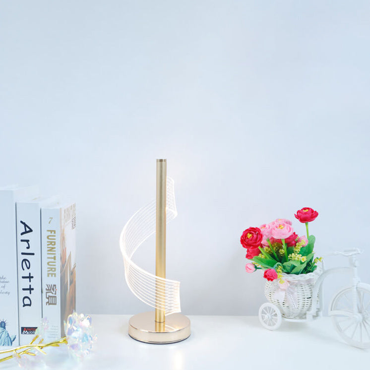Lampe de Table LED Moderne en Acrylique Courbe de Luxe Léger 