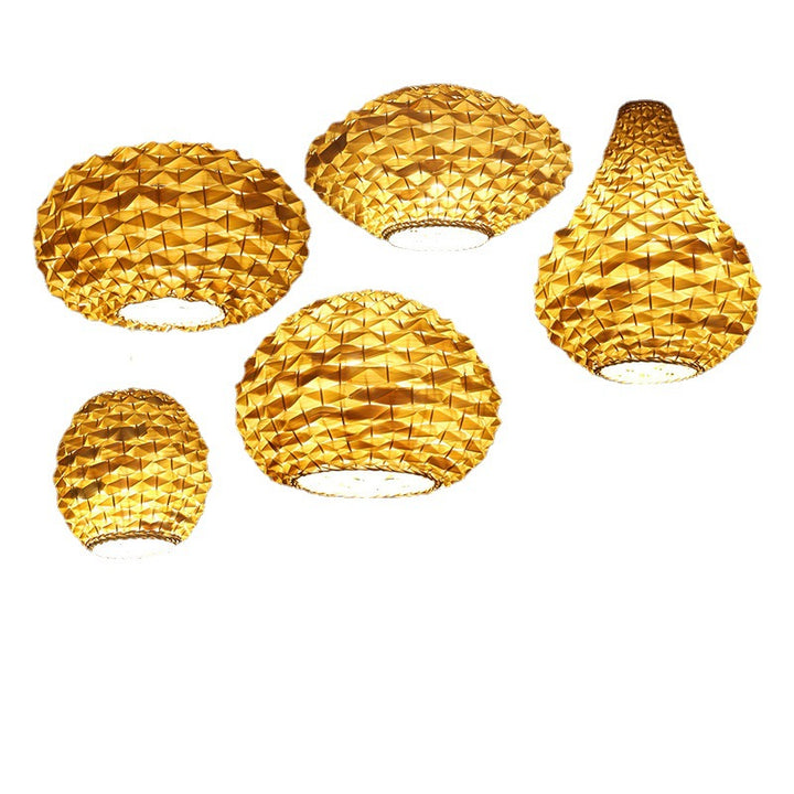 Traditional Chinese Rattan Weaving Pineapple 1-Light Pendant Light For Living Room
