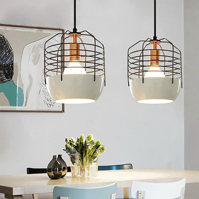 Industrial Iron Birdcage Design 1-Light Pendant Light
