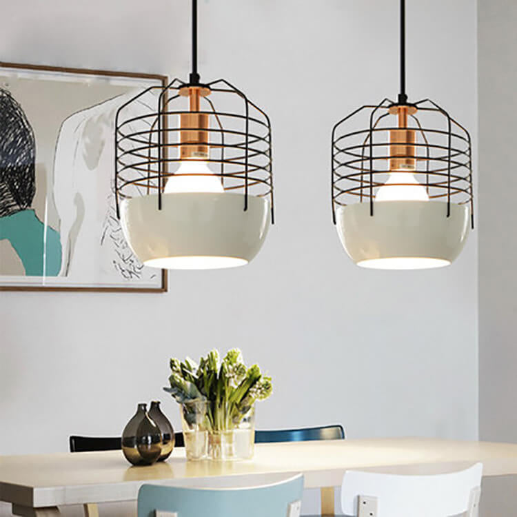Industrial Iron Birdcage Design 1-Light Pendant Light