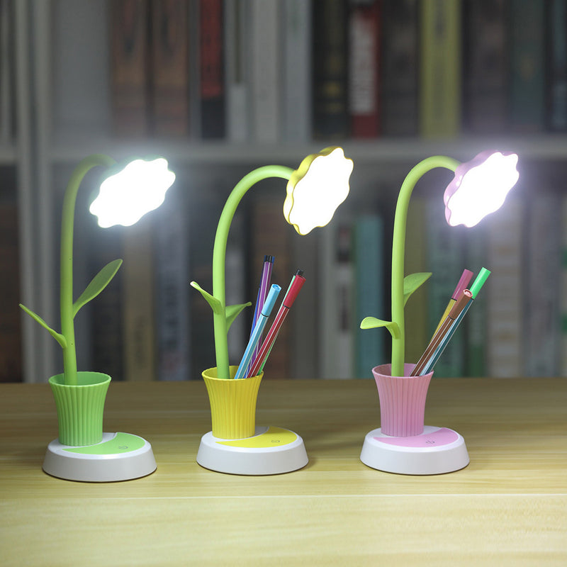 Creative Sun Flower Pen Holder Design LED Table Lamp