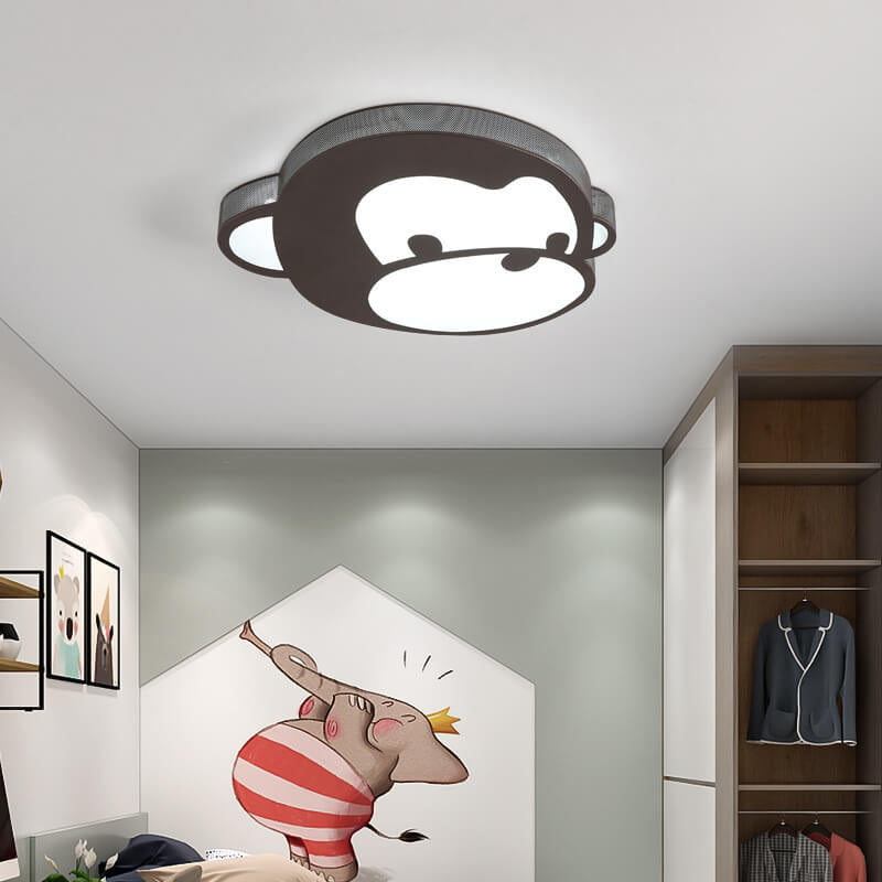 Childlike Cartoon Monkey Design LED Flush Mount Light