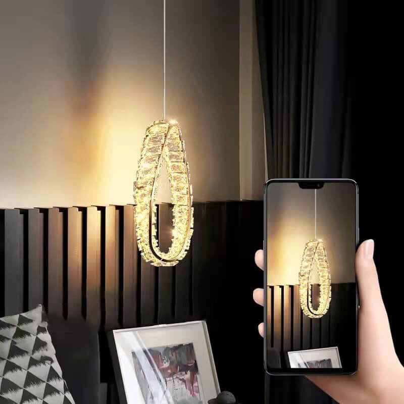 Modern Light Luxury Ring Crystal Hardware LED Pendant Light