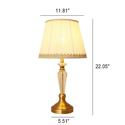 Lampe de table européenne minimaliste en tissu cristal à 1 lumière 
