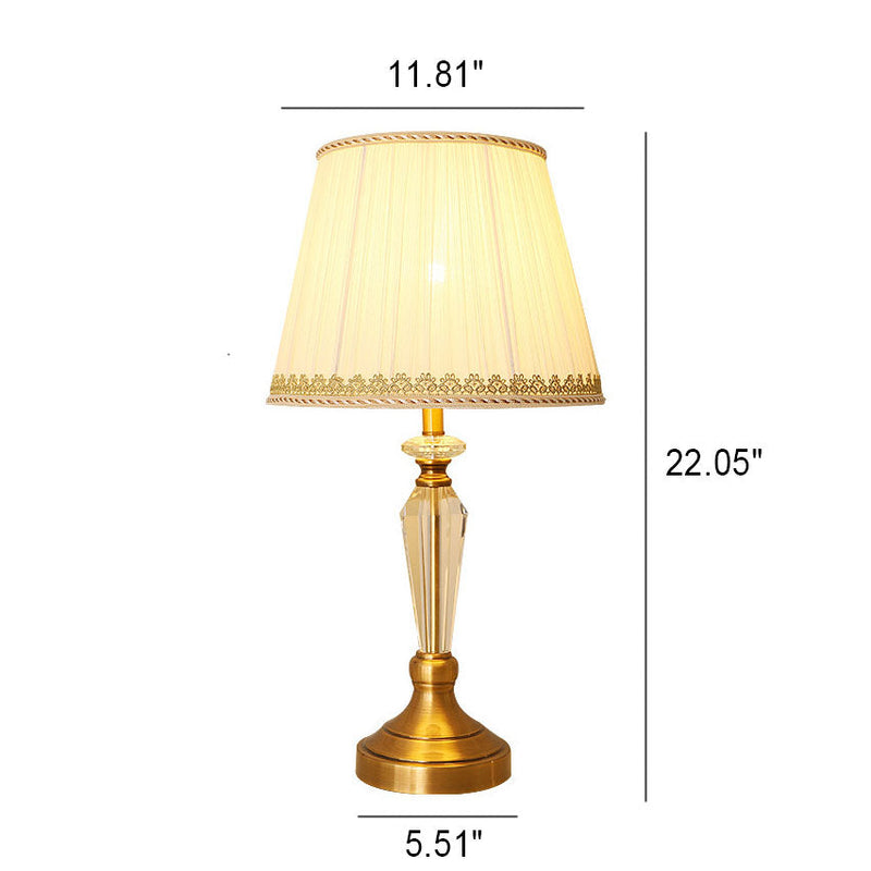 Lampe de table européenne minimaliste en tissu cristal à 1 lumière 