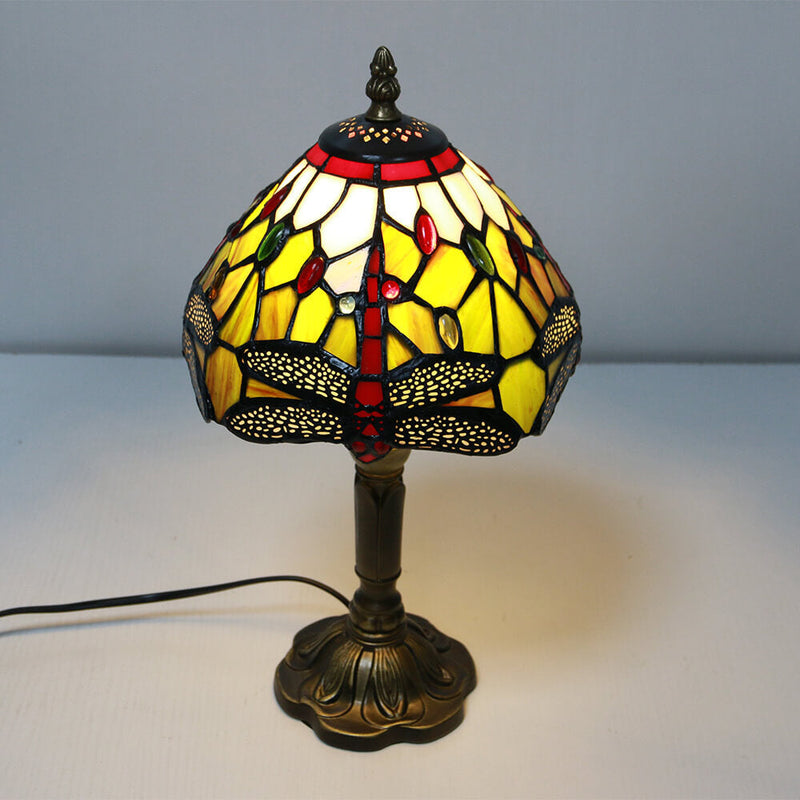 Tiffany Decorative Flower Umbrella Rose Alloy Stained Glass 1-Light Table Lamp