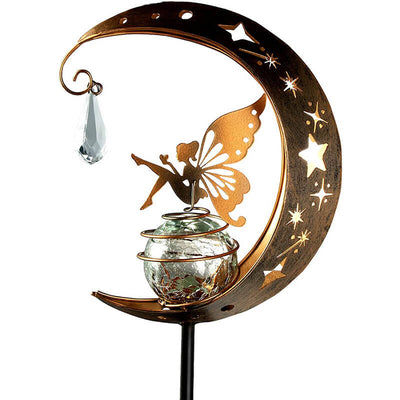 Modern Solar Moon Fairy Decorative Iron LED Outdoor Landscape Lighting