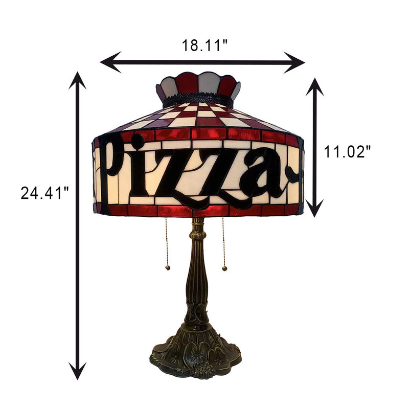 Tiffany Pizza Stained Glass Cone 1-Light Table Lamp